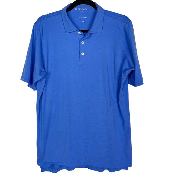 B Draddy Mens M Blue Pima Cotton Golf Polo Shirt Stretch Knit SCC Short Sleeve - Picture 1 of 8